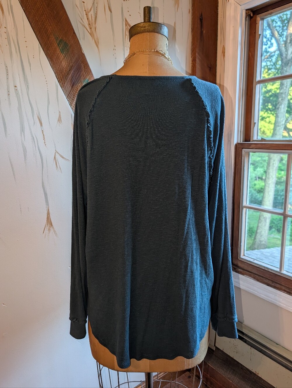 Blue Sweater With Ruffle Detail - Picture 5 of 9